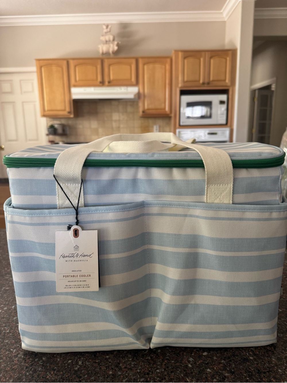 Hearth & Hand Light Blue and White Striped Soft Cooler